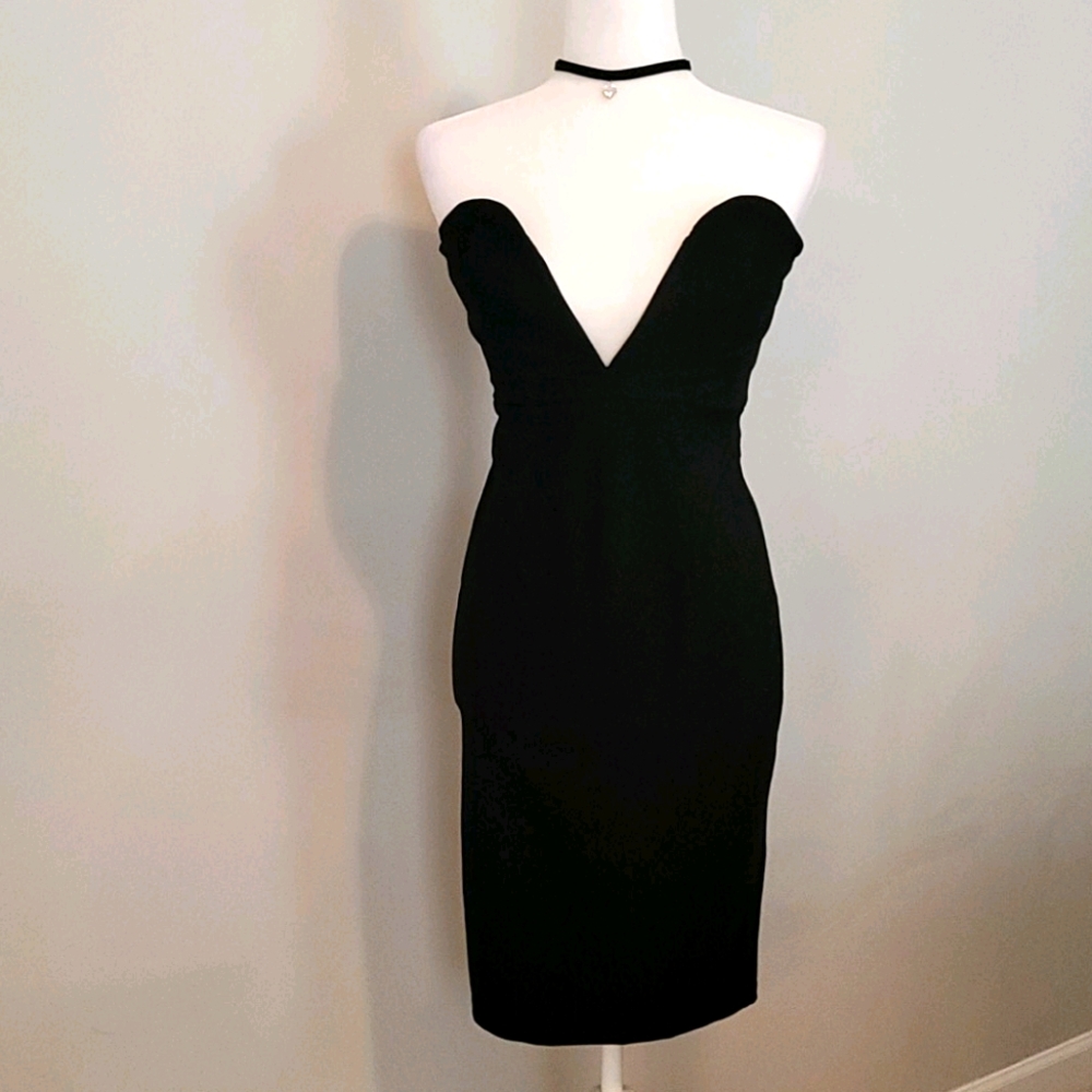 Strapless deep V Little black dress
